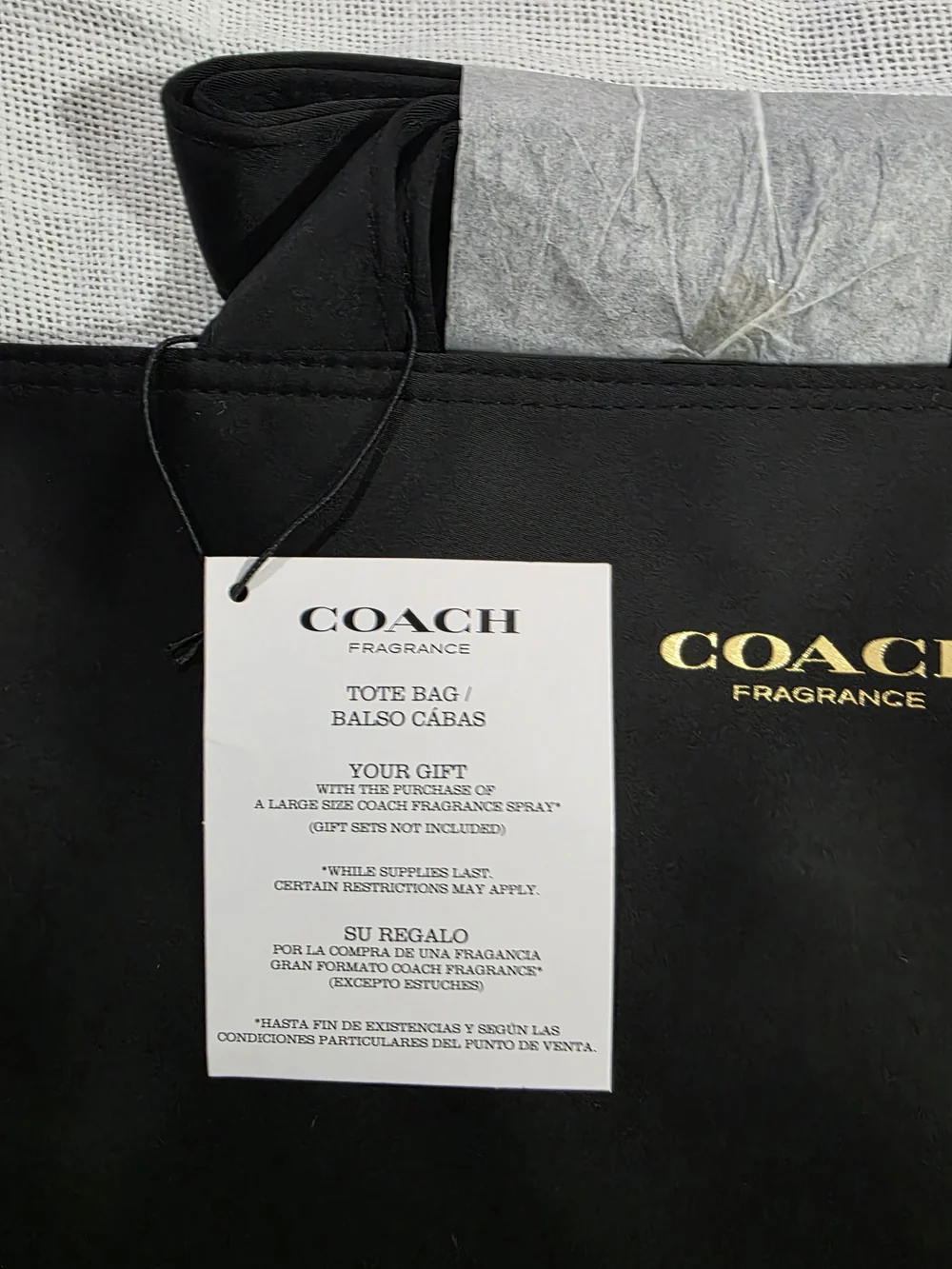 NWT Coach Fragrance Tote Bag Black Shopper Glitter Sides Large
